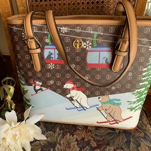 Giana Bernini🎁🎄Winter Holiday tote🎄Bears skating 🎁 Christmas tote bag